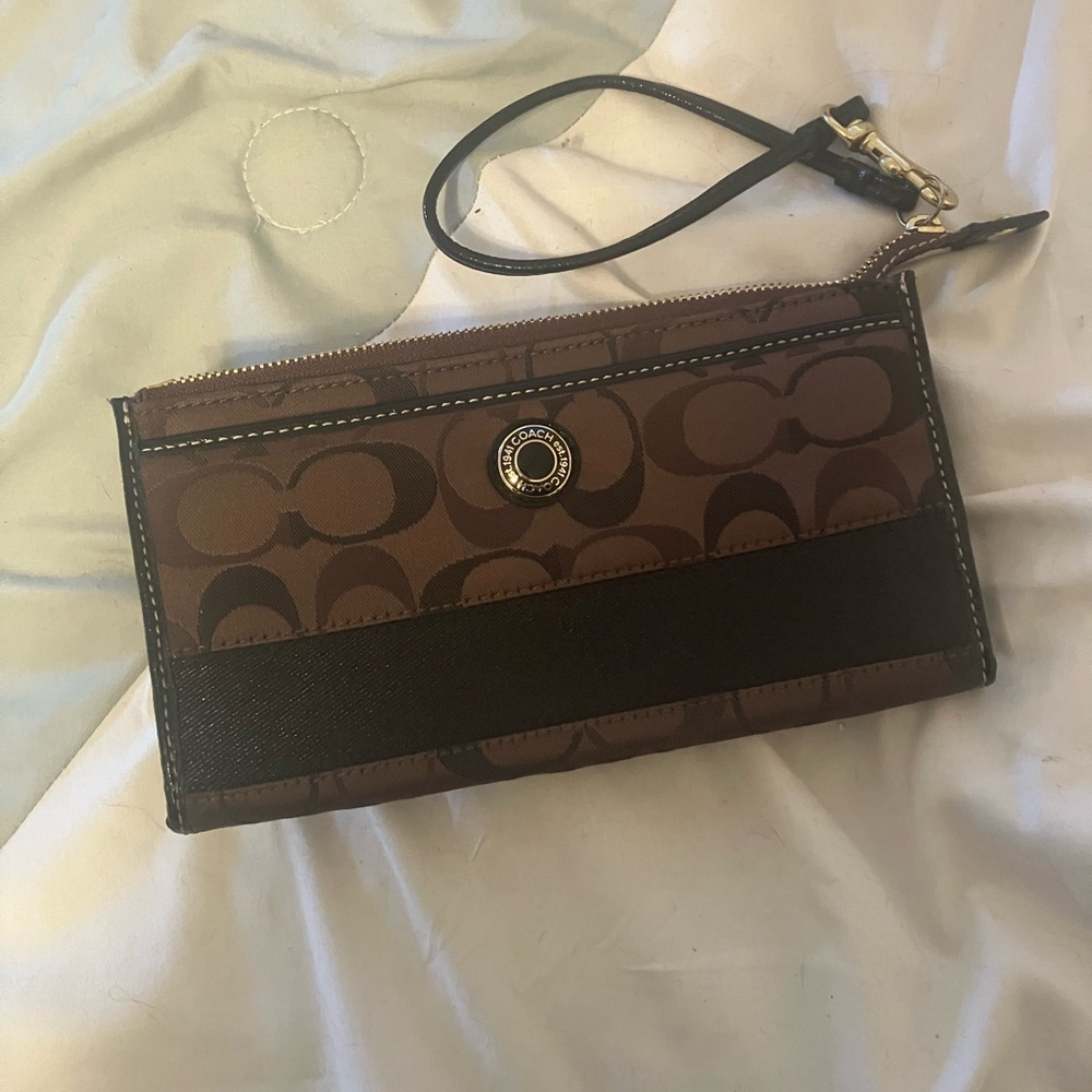 Coach Brown and Black Wristlet